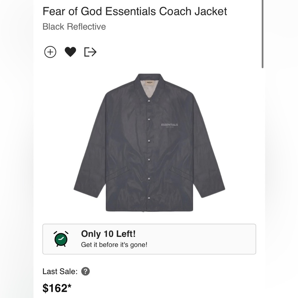 FEAR OF GOD ESSENTIALS COACH JACKET